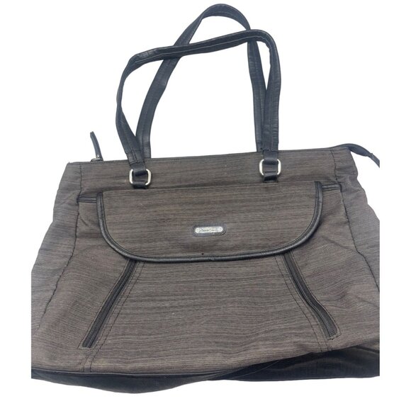 multi sac tote shoulder bag 2 straps zipper snap black 16x12x4" READ - Picture 1 of 10